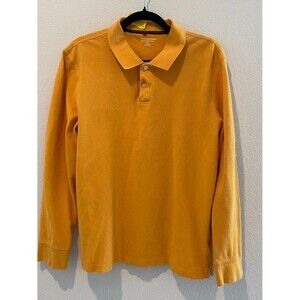 Amazon Essentials Men Long Sleeve Pique Polo Shirt Mustard Yellow Slim Fit Large